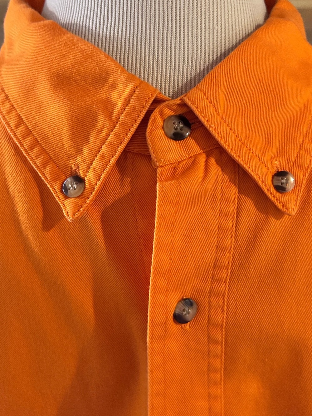 Harley-Davidson Screaming Eagle Orange Long-Sleeve Button-Down Work Shirt - Picture 3 of 5